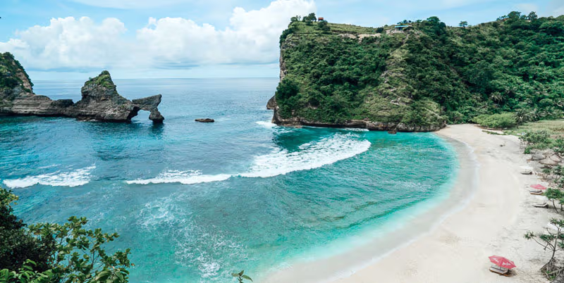 Atuh Beach rock formations